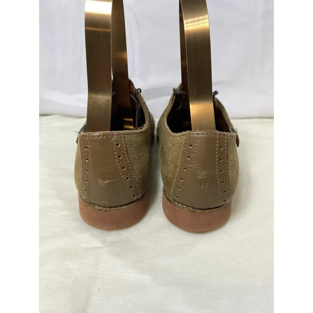 GH Bass Mens Saddle Oxford Size 8 Tan Camel Suede Leather Gum Sole Casual Shoe